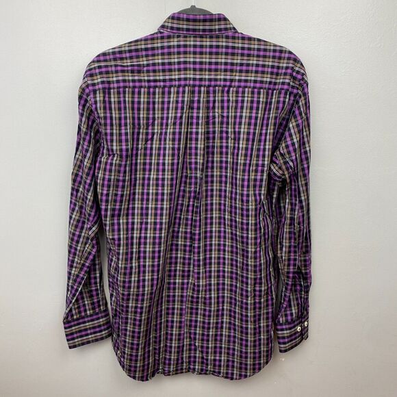 Peter Millar Shirt Mens M Purple Long Sleeve Button Down Royal Stewart Plaid EUC - Picture 3 of 6